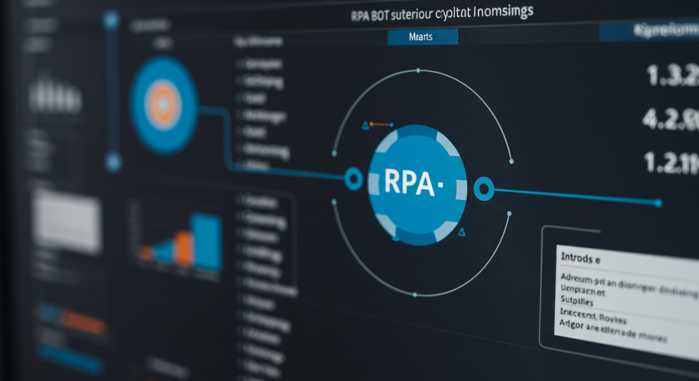 A screen showing an RPA bot automating a business process.
